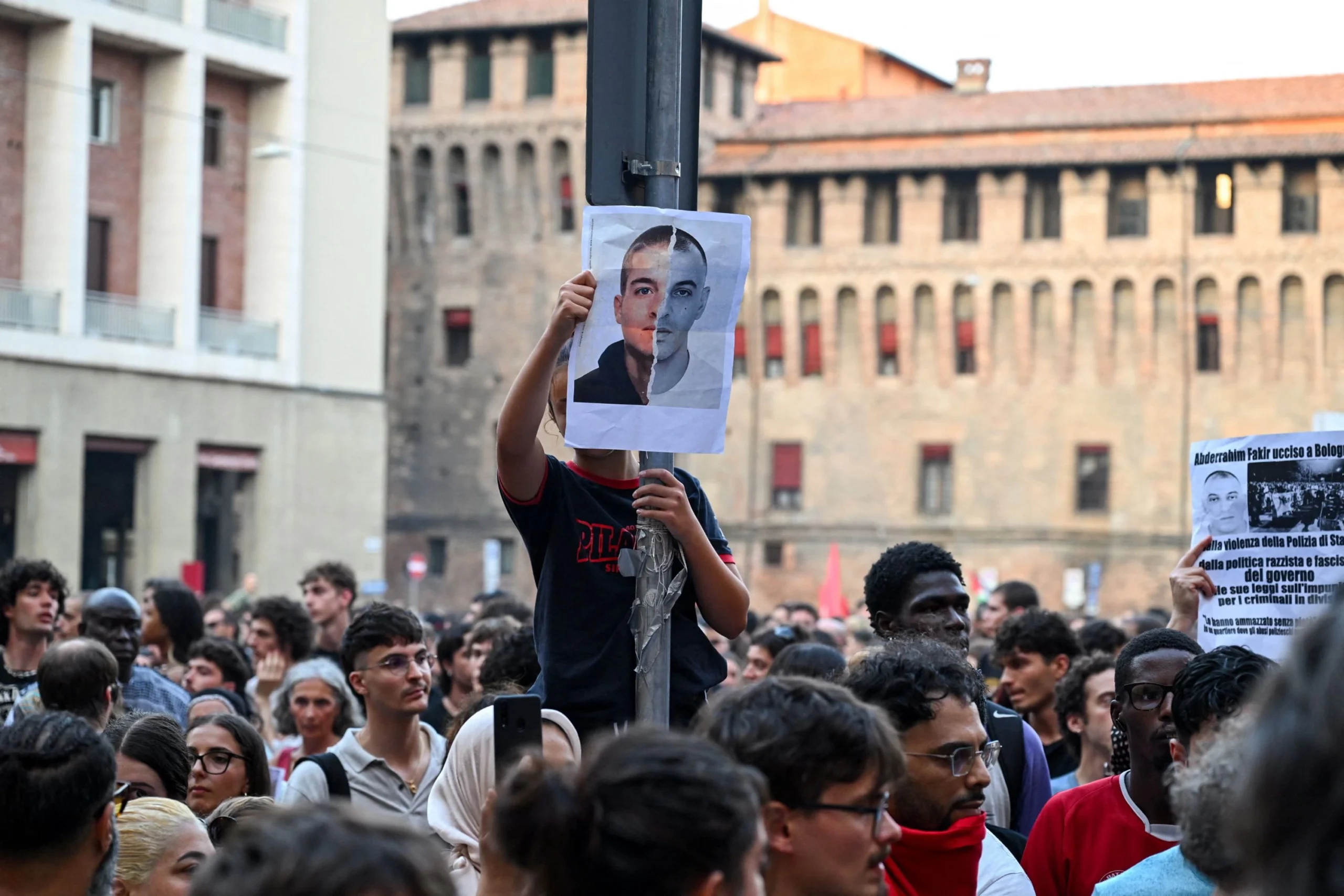 Demonstrators gather in Bologna following the death of Abderrahim Fakir after a police restraint, calling for justice, transparency and greater police accountability in Italy
